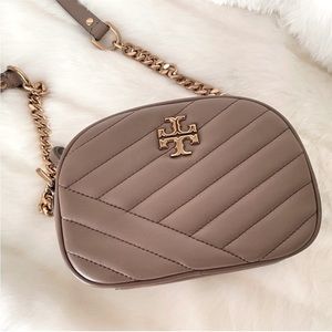 Tory Burch Taupe Quilted Camera Bag